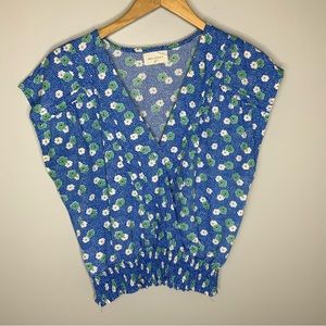 Mellow day Blue Floral Short Sleeve Top